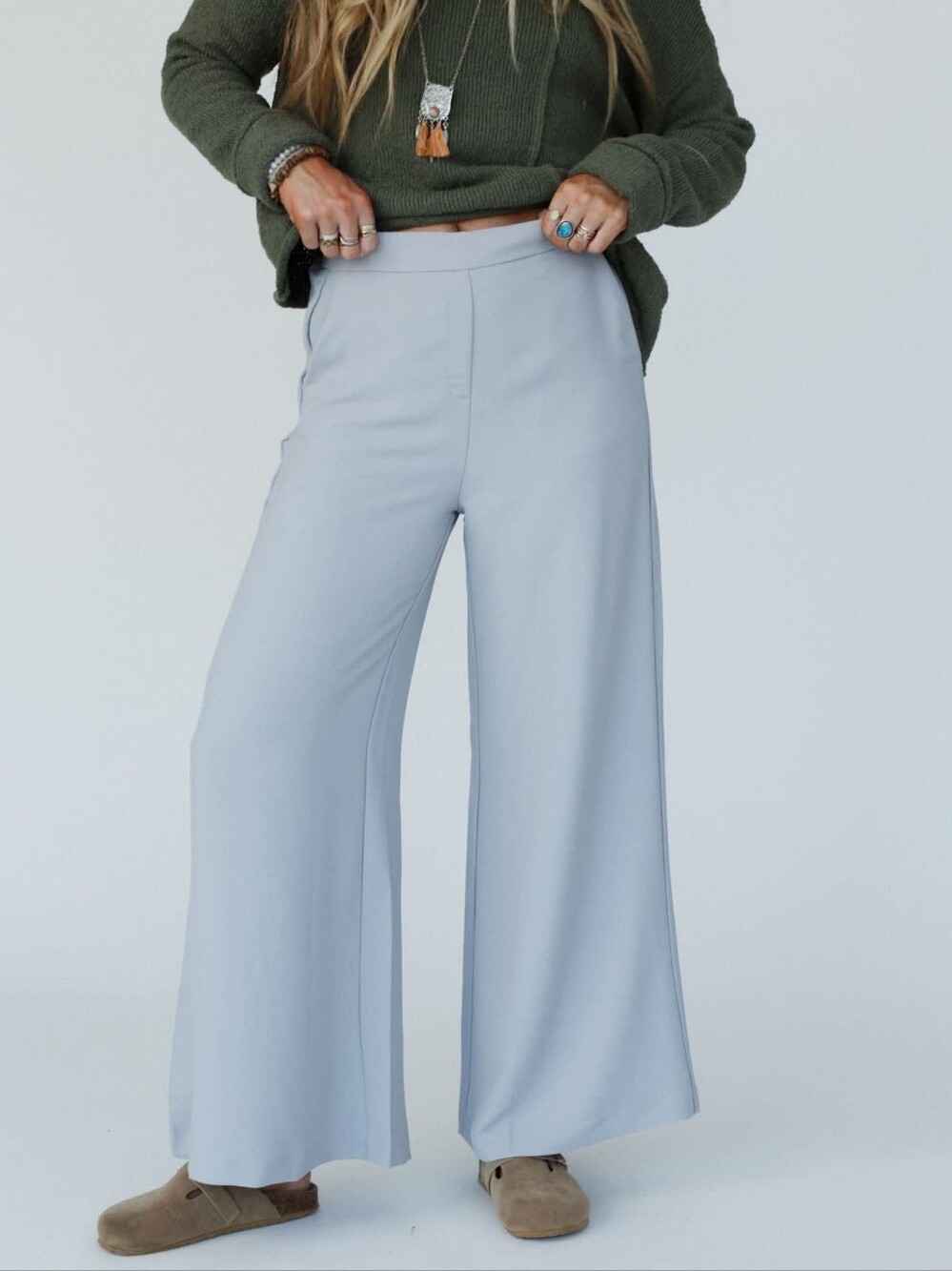 NWOT Three Bird Nest World Traveler Wide Leg Pants Gray Large